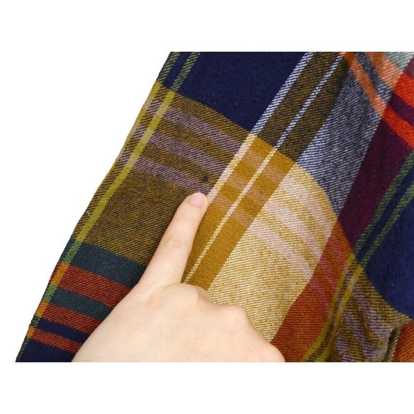 Pull & Bear Shirt Mens Medium Plaid Flannel Button Down Long Sleeve‎ Yellow Blue - Picture 6 of 6